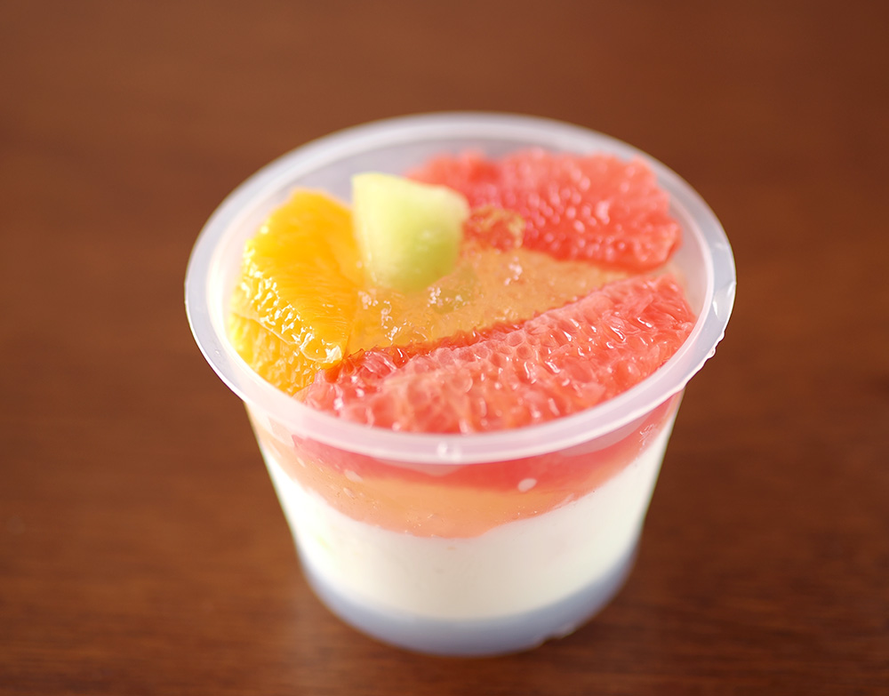 Fresh citrus and melon apricot pudding